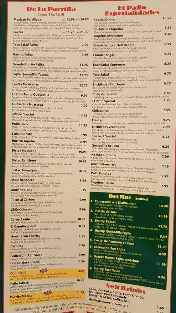 El Patio Mexican Restaurant - Waterford, MI menu_pic