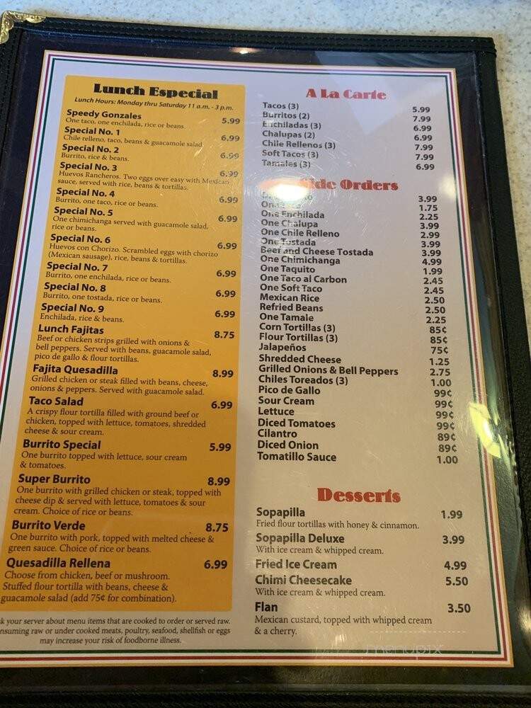 El Patio Mexican Restaurant - Waterford, MI menu_pic