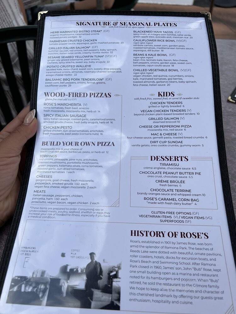 Rose's Restaurant - Grand Rapids, MI menu_pic