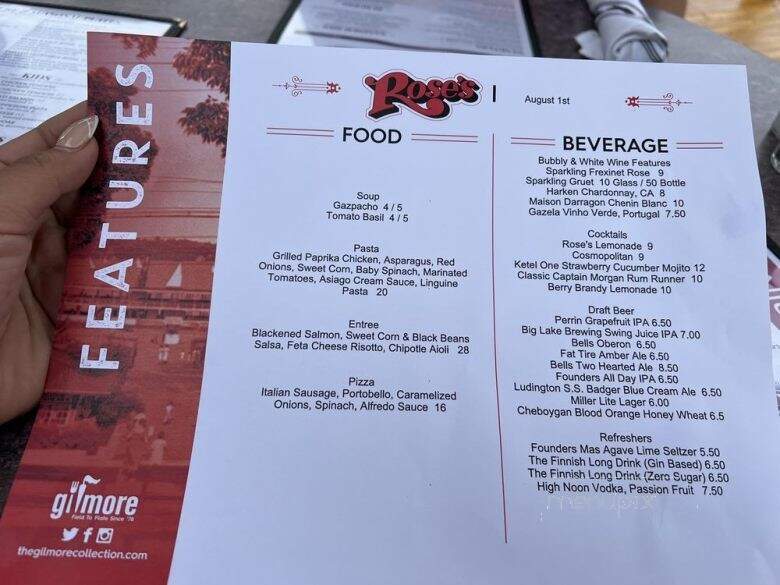 Rose's Restaurant - Grand Rapids, MI menu_pic