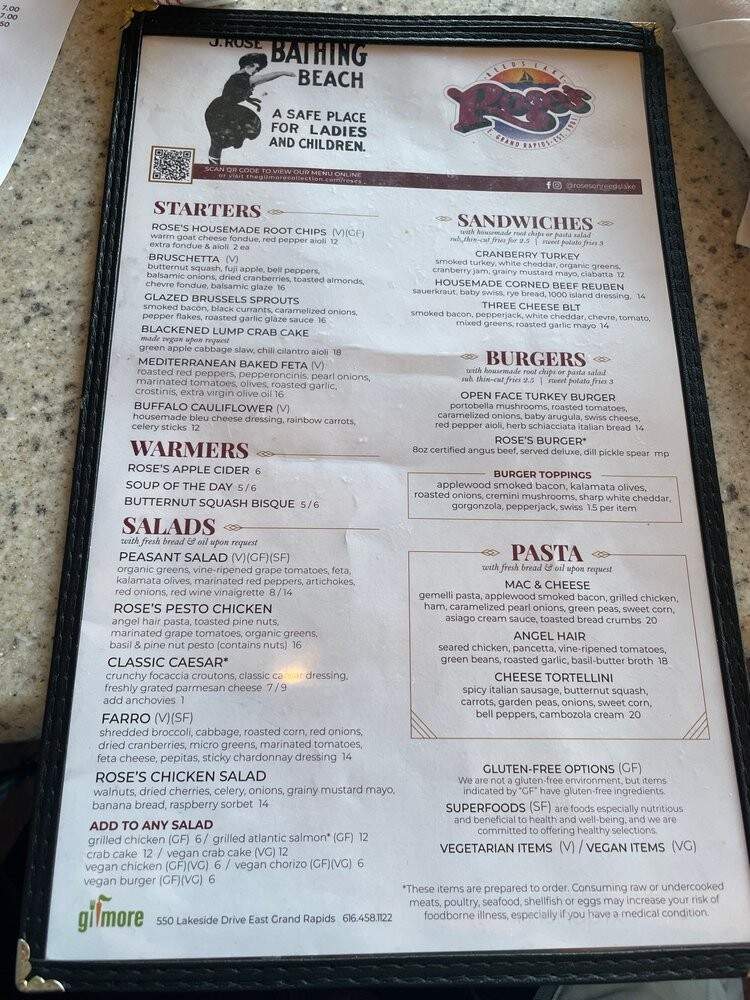 Rose's Restaurant - Grand Rapids, MI menu_pic