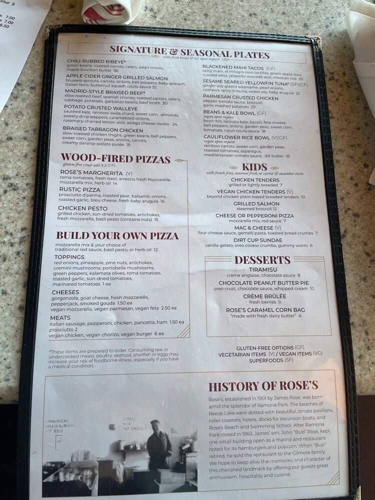 Rose's Restaurant - Grand Rapids, MI menu_pic