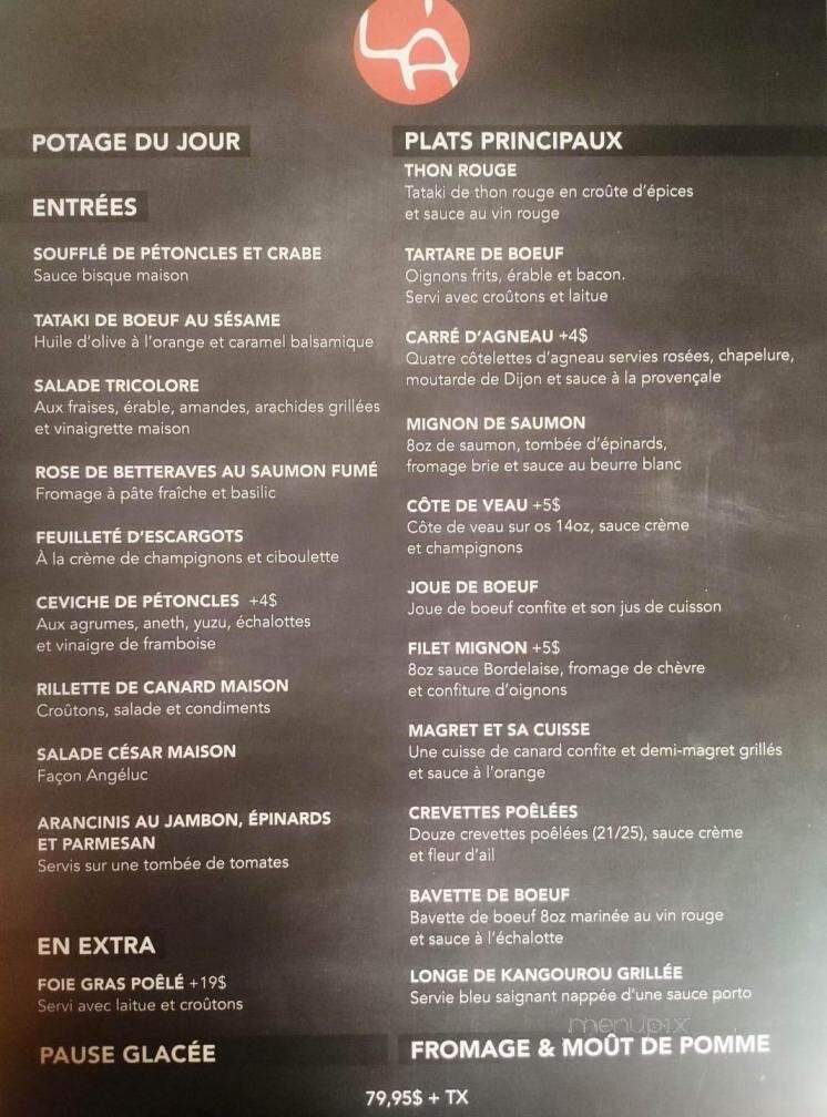 L'Angeluc - Saint-Alexandre, QC menu_pic