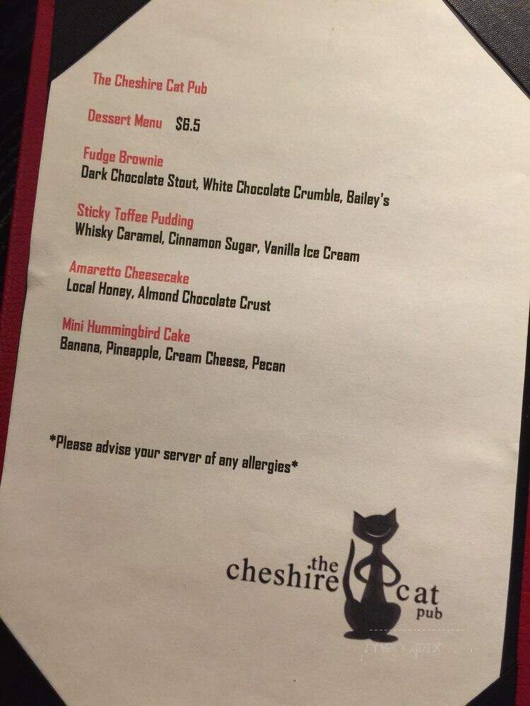 The Cheshire Cat Pub - Ottawa, ON menu_pic
