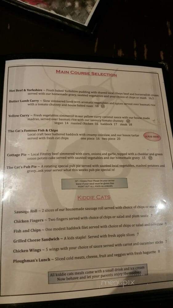 The Cheshire Cat Pub - Ottawa, ON menu_pic