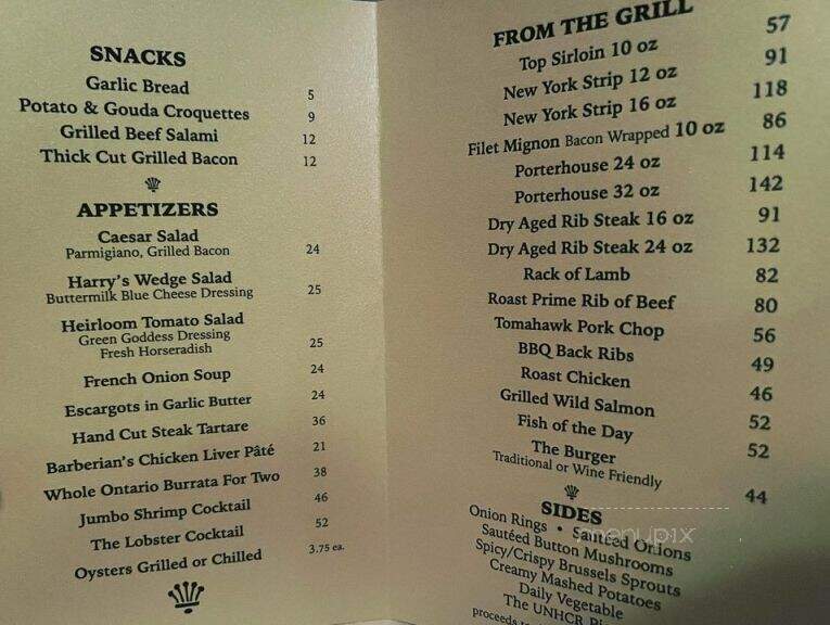 Barberian's Steakhouse - Toronto, ON menu_pic