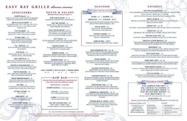 East Bay Grille - Plymouth, MA menu_pic