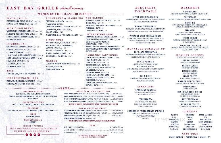 East Bay Grille - Plymouth, MA menu_pic
