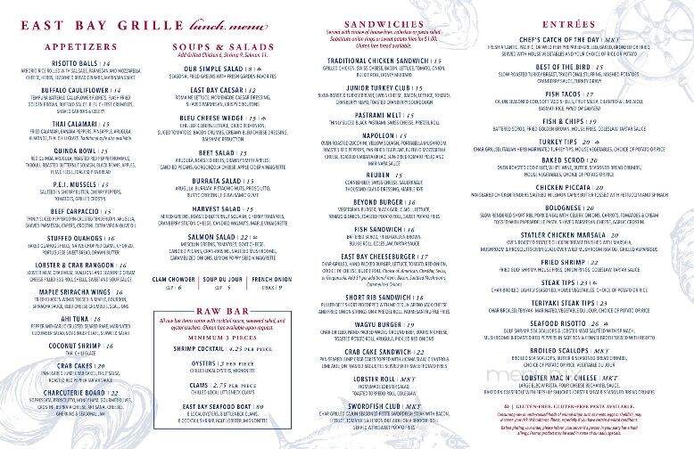 East Bay Grille - Plymouth, MA menu_pic