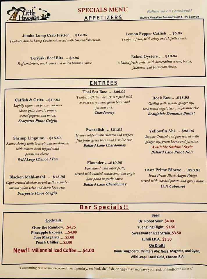 Little Hawaiian Restaurant - Carrollton, GA menu_pic