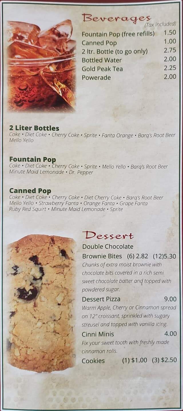 Jimmy's Pizza - Benson, MN menu_pic
