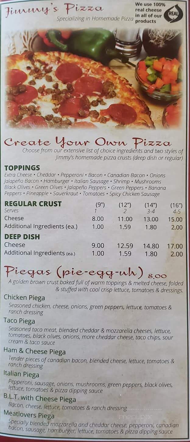 Jimmy's Pizza - Benson, MN menu_pic