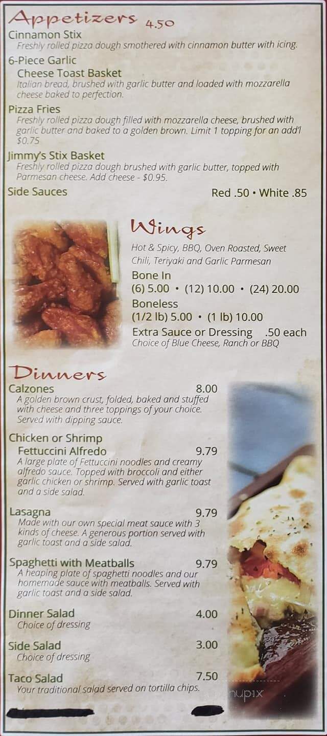 Jimmy's Pizza - Benson, MN menu_pic