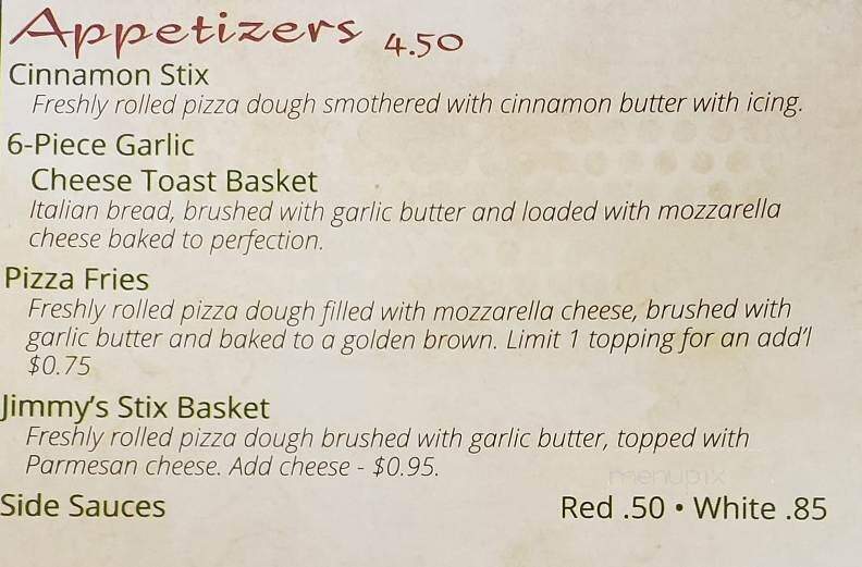 Jimmy's Pizza - Benson, MN menu_pic