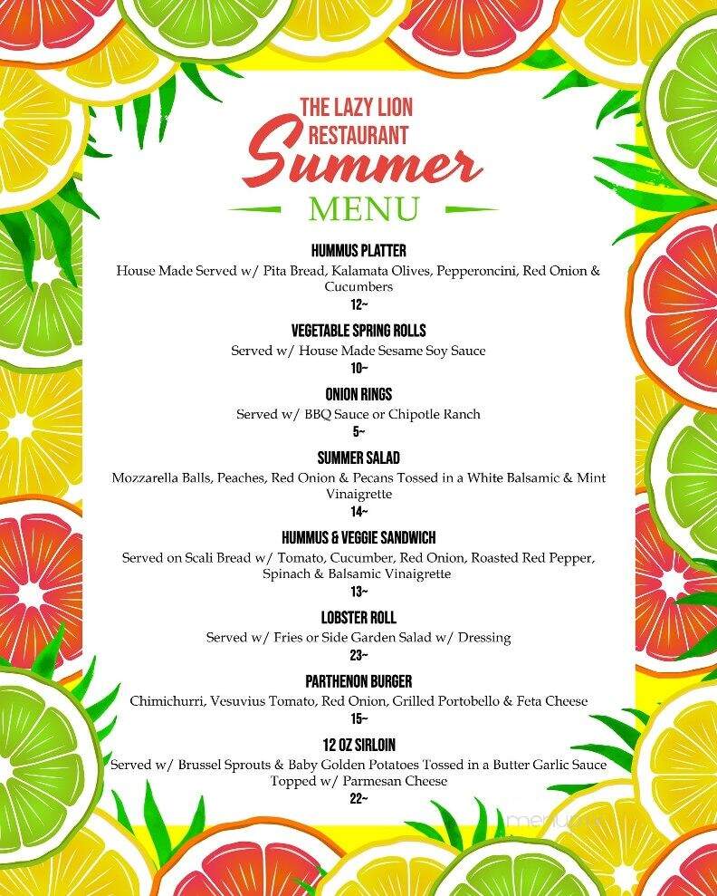 Lazy Lion Cafe - Deerfield, NH menu_pic