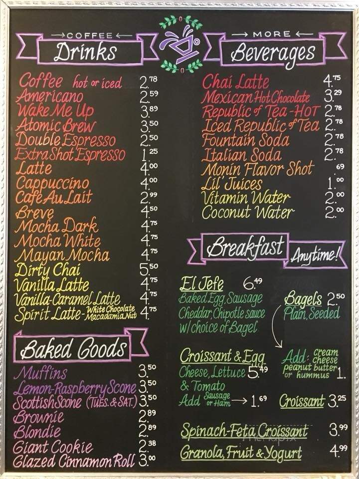 Spirit Winds Coffee Bar - Las Cruces, NM menu_pic