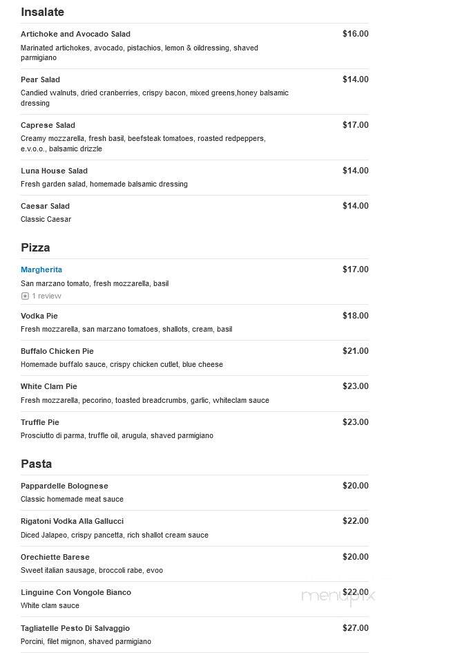 Cafe Luna - Staten Island, NY menu_pic