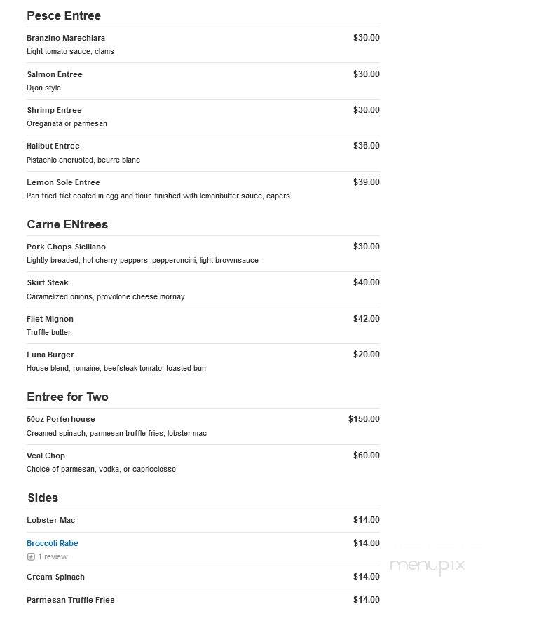 Cafe Luna - Staten Island, NY menu_pic