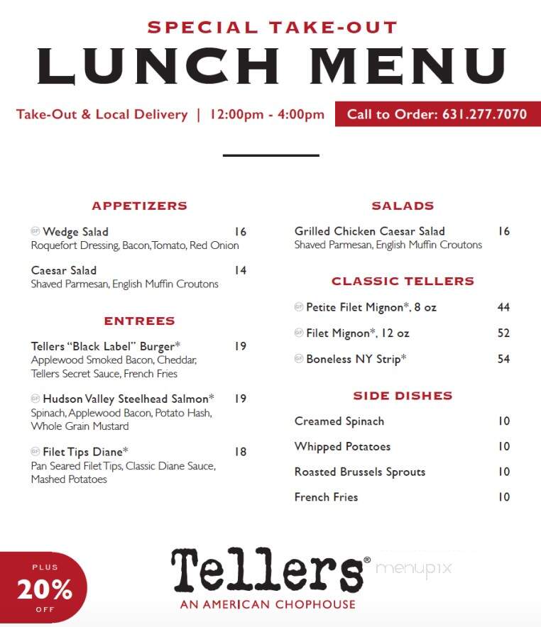 Tellers Restaurant - Islip, NY menu_pic