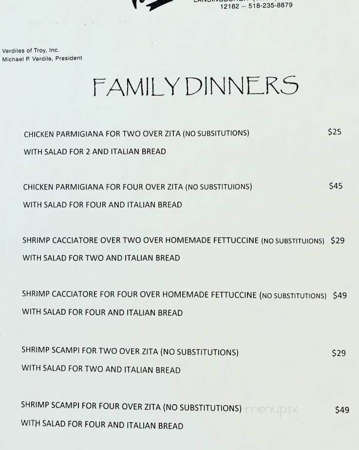 Verdile's Restaurant - Troy, NY menu_pic