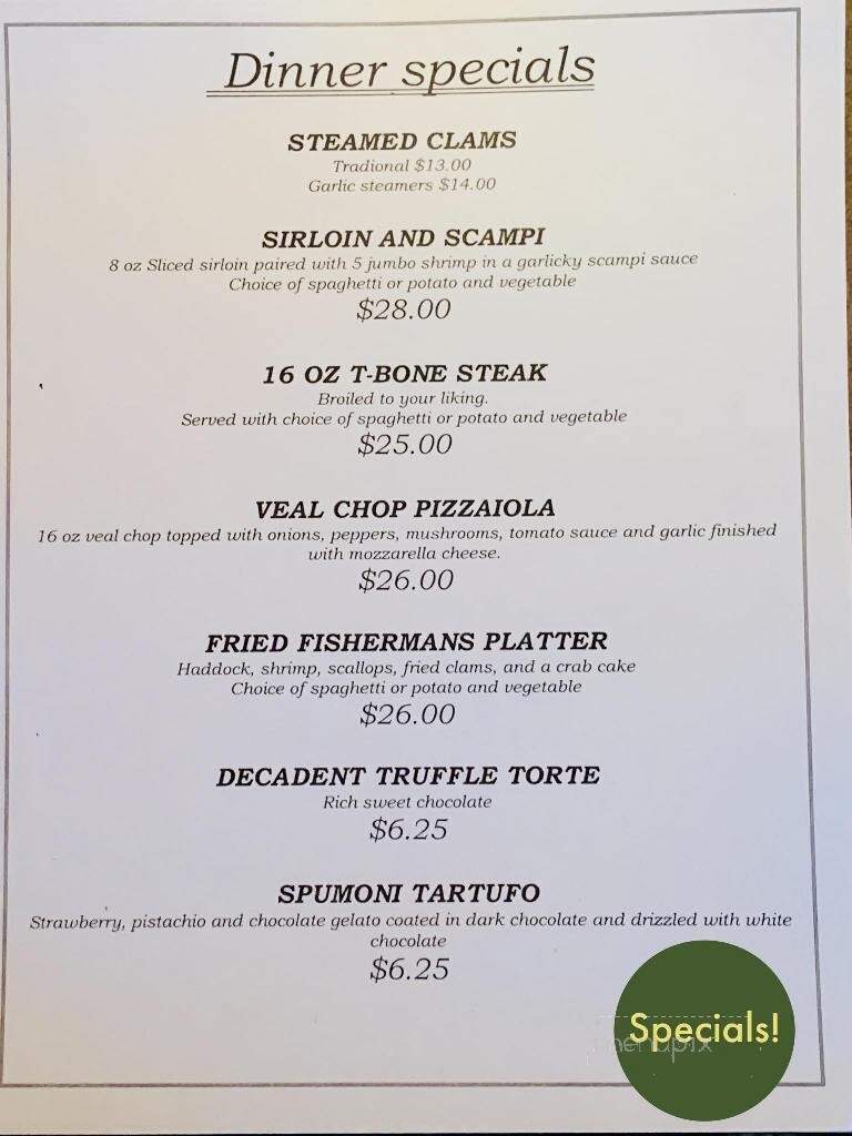 Verdile's Restaurant - Troy, NY menu_pic