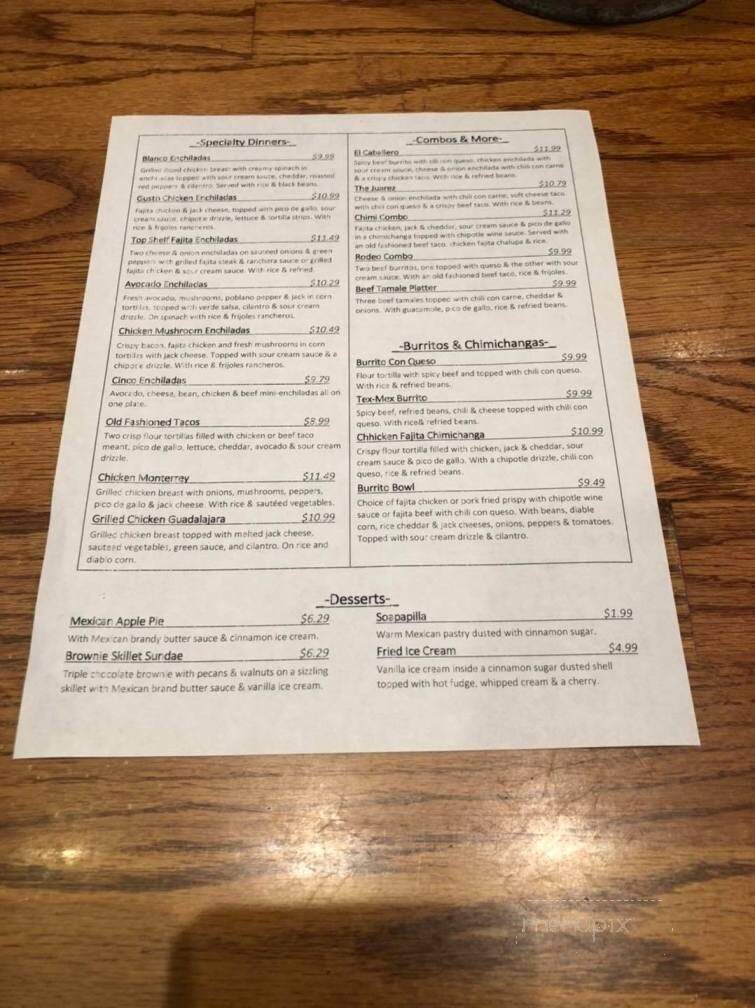 El Chico Cafe - Ardmore, OK menu_pic