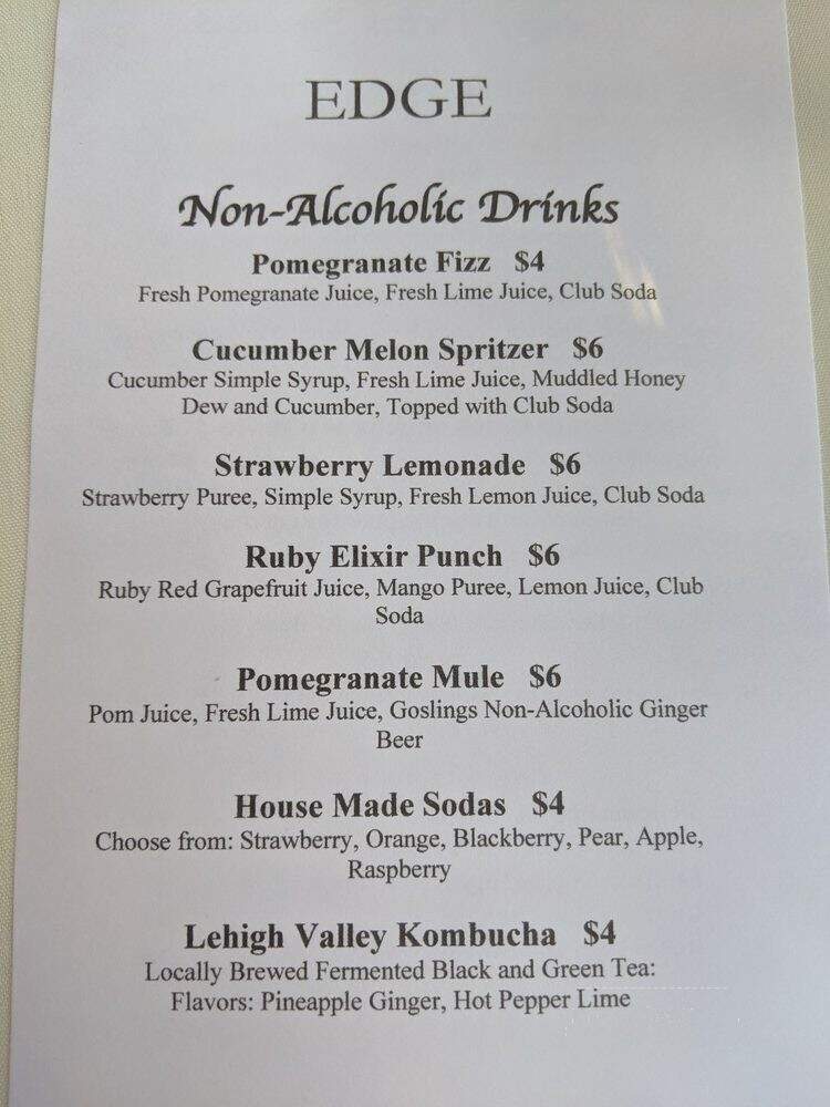 Edge Restaurant - Bethlehem, PA menu_pic