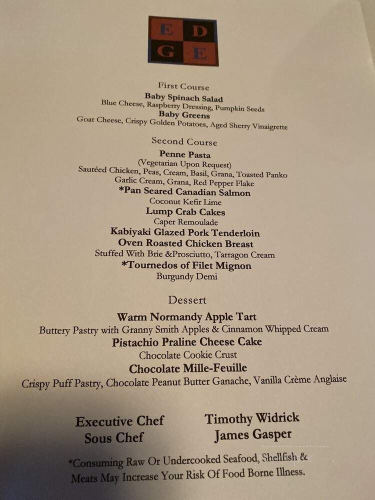 Edge Restaurant - Bethlehem, PA menu_pic
