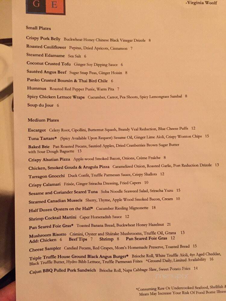 Edge Restaurant - Bethlehem, PA menu_pic