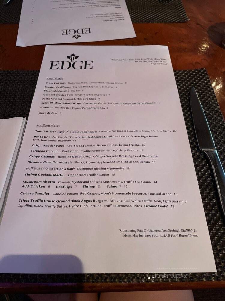 Edge Restaurant - Bethlehem, PA menu_pic