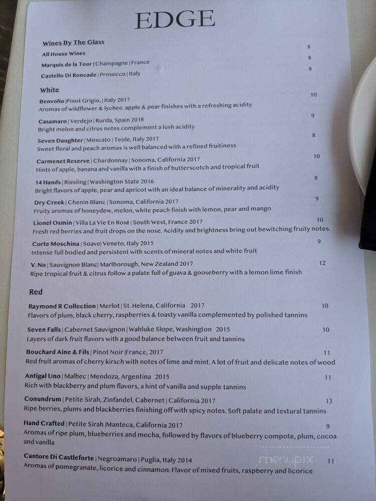 Edge Restaurant - Bethlehem, PA menu_pic