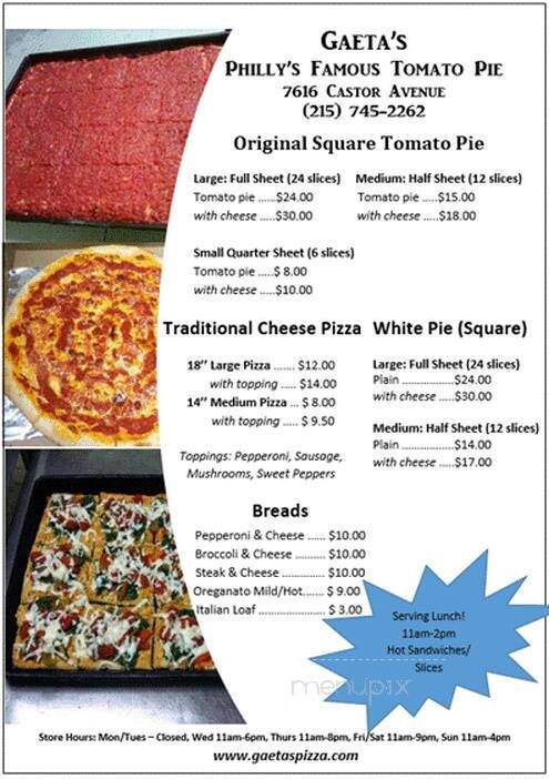 Gaeta's Italian Bakery - Philadelphia, PA menu_pic