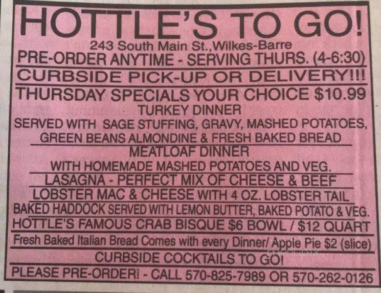 Hottle's Restaurant - Wilkes Barre, PA menu_pic