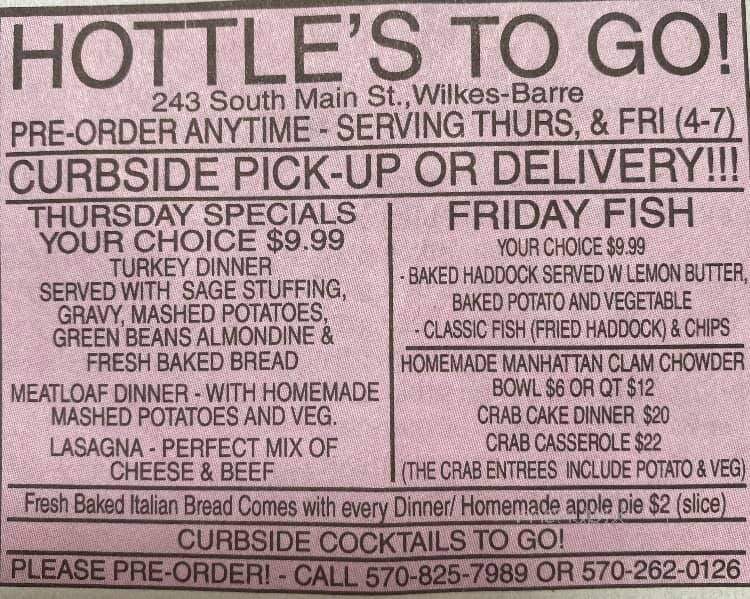 Hottle's Restaurant - Wilkes Barre, PA menu_pic