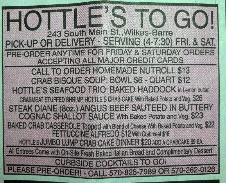 Hottle's Restaurant - Wilkes Barre, PA menu_pic
