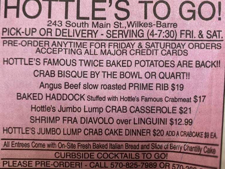 Hottle's Restaurant - Wilkes Barre, PA menu_pic