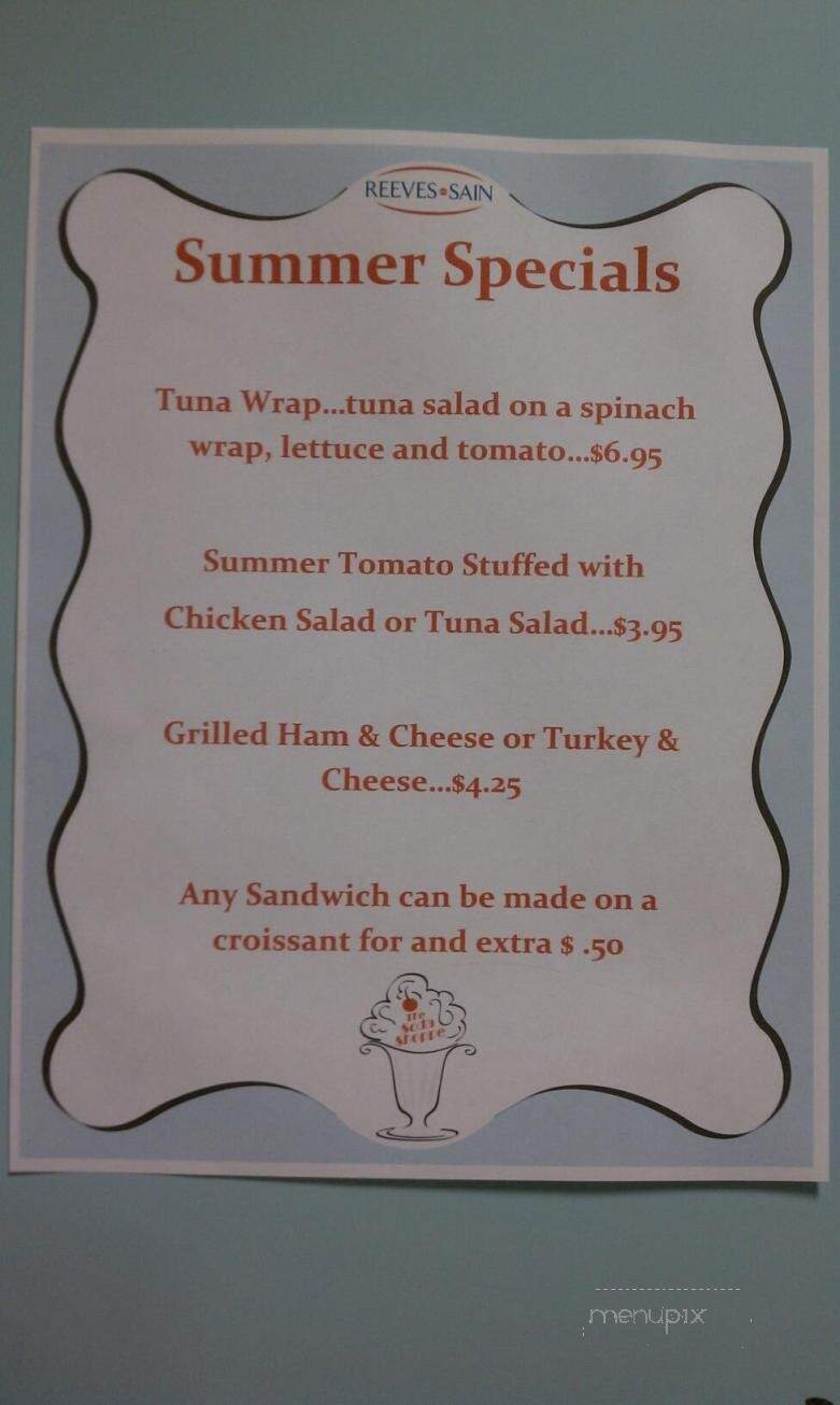 Reeves Sain Soda Shoppe - Murfreesboro, TN menu_pic