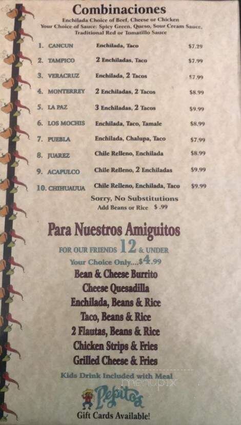 Pepito's Mexican Restaurant - Canyon, TX menu_pic