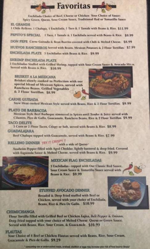 Pepito's Mexican Restaurant - Canyon, TX menu_pic
