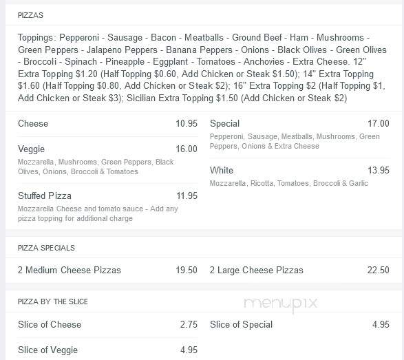Frank's Pizza - Roanoke, VA menu_pic