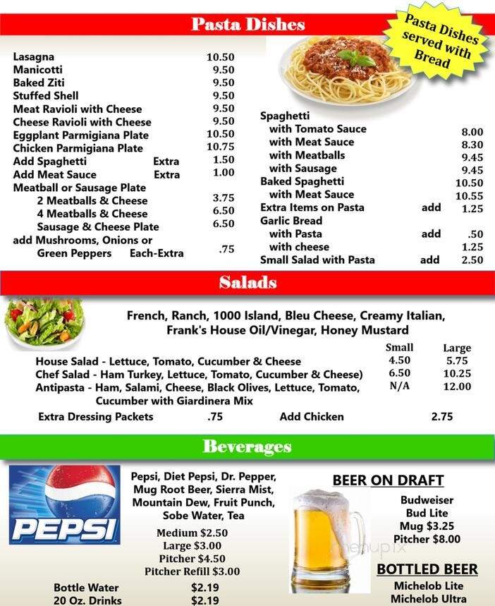 Frank's Pizza - Rocky Mount, VA menu_pic