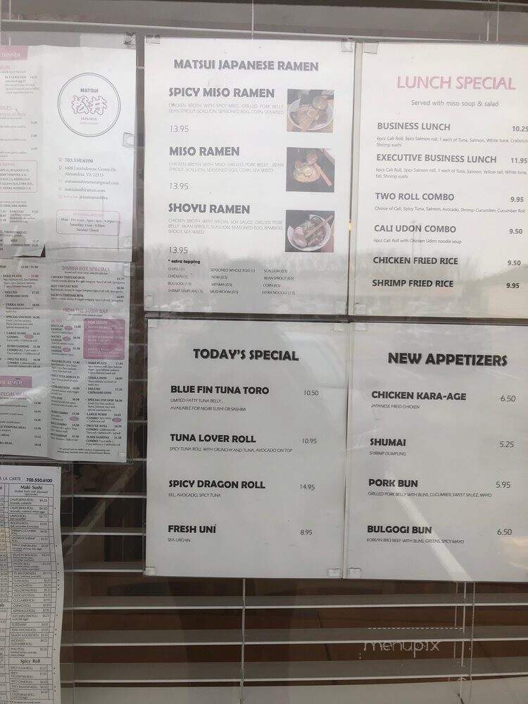 Matsui Sushi - Alexandria, VA menu_pic