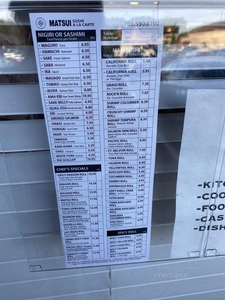 Matsui Sushi - Alexandria, VA menu_pic
