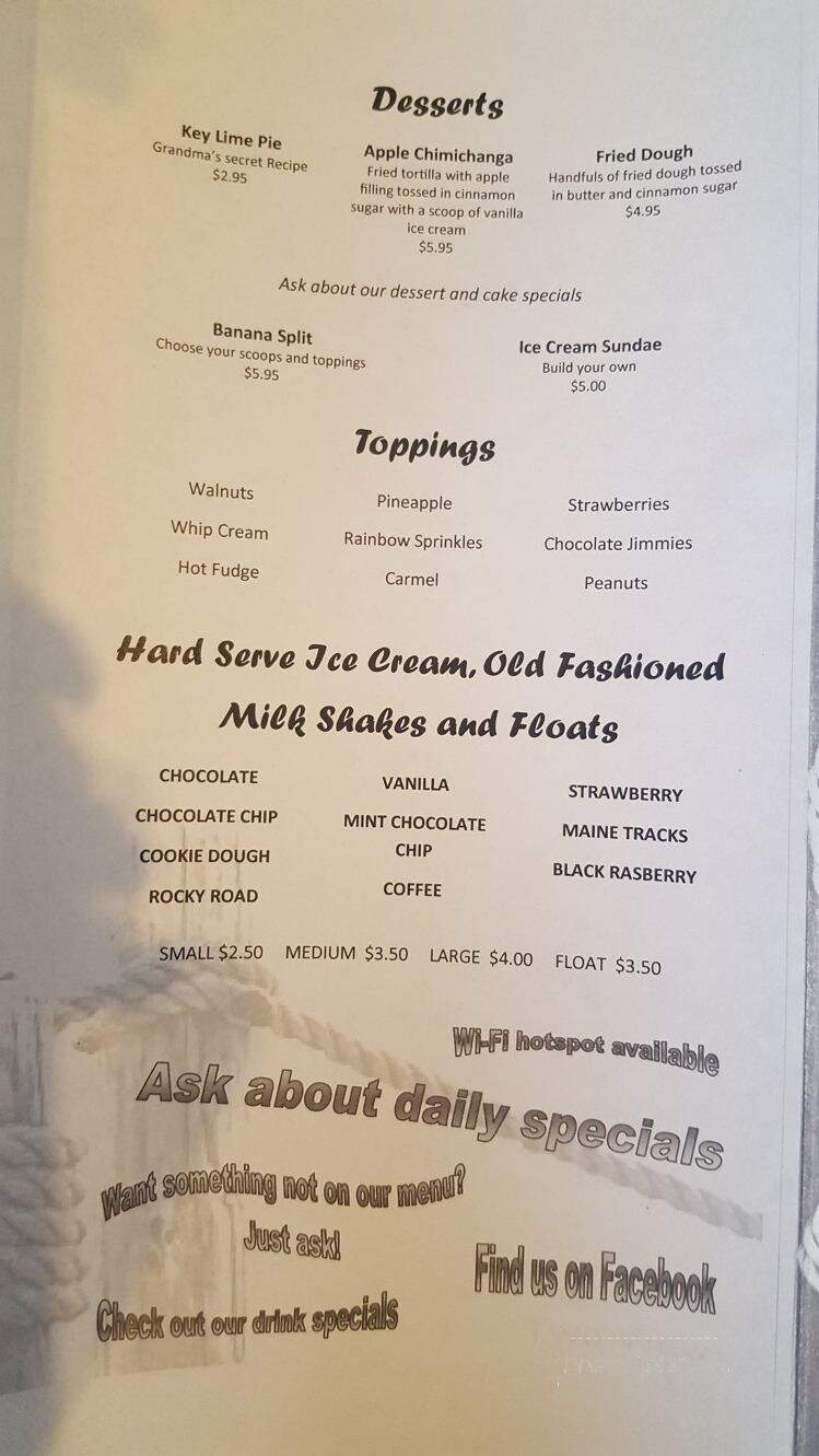 Ledge Water - Bristol, NH menu_pic