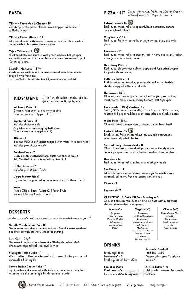 Barrel House Kitchen & Bar - Mason, OH menu_pic