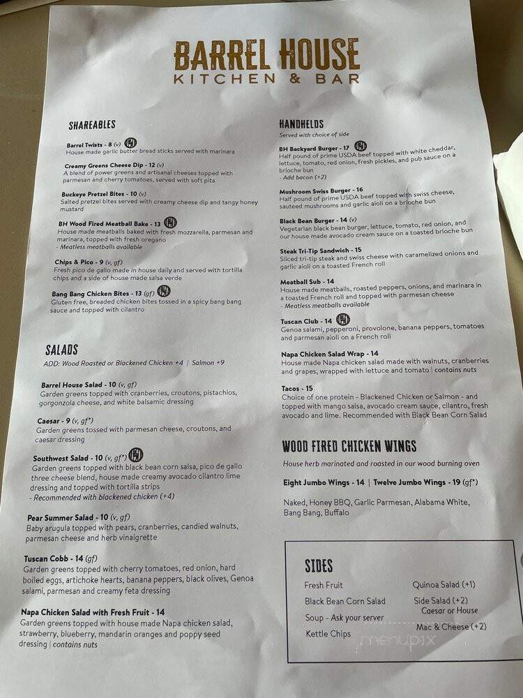 Barrel House Kitchen & Bar - Mason, OH menu_pic