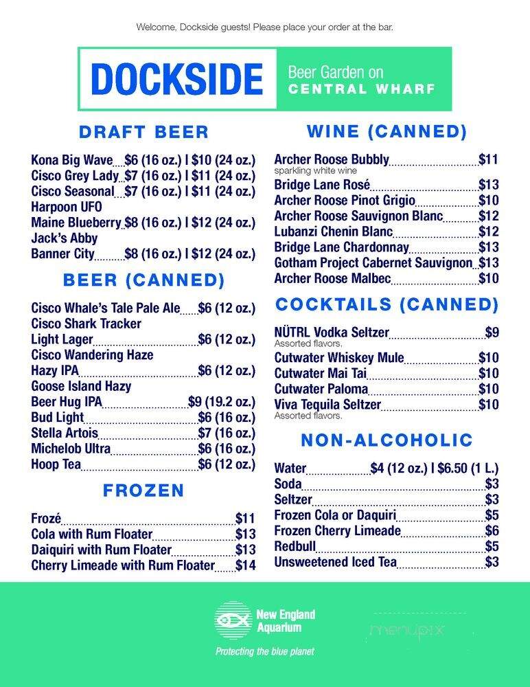 Dockside Beer Garden On Central Wharf - Boston, MA menu_pic