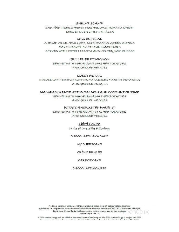 Lighthouse Oyster Bar & Grill - Oceanside, CA menu_pic