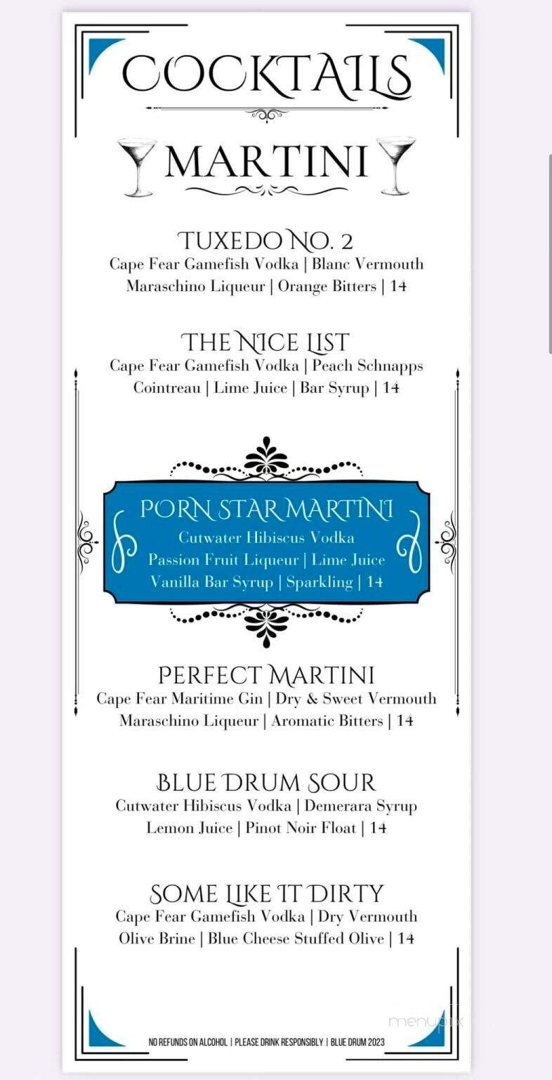 Blue Drum - Little River, SC menu_pic