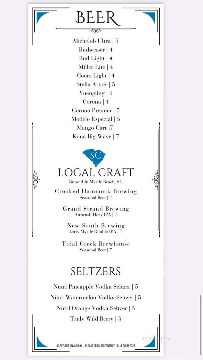 Blue Drum - Little River, SC menu_pic